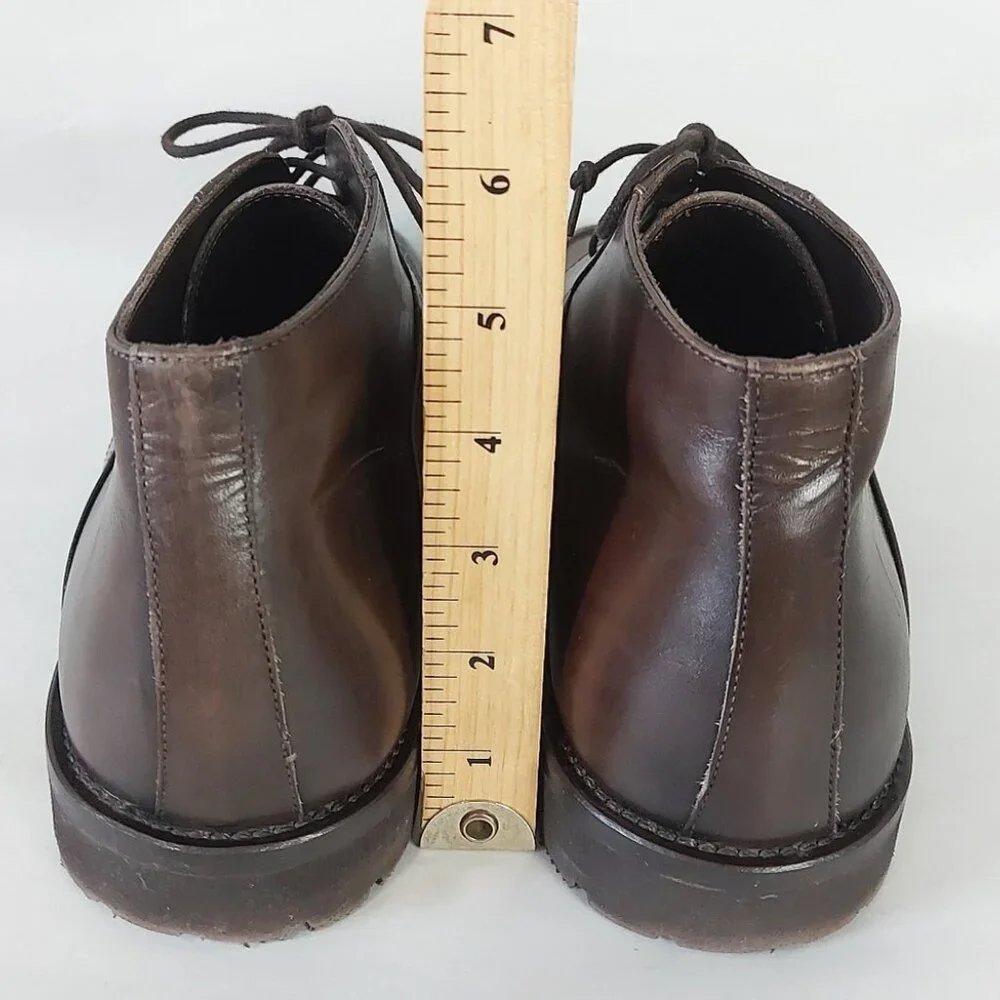 Davids Men Laceup High Ankle Dress Chukka Boots Size 43 EU Brown Leather Preppy
